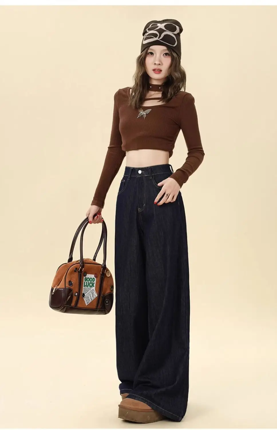 Dark Blue Hip-Covering Wide Leg Jeans 2025 — feature 17