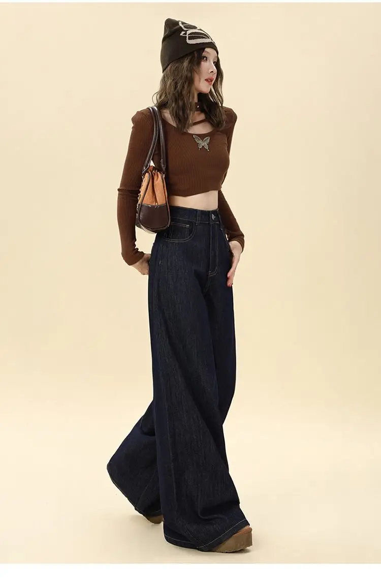 Dark Blue Hip-Covering Wide Leg Jeans 2025 — feature 19