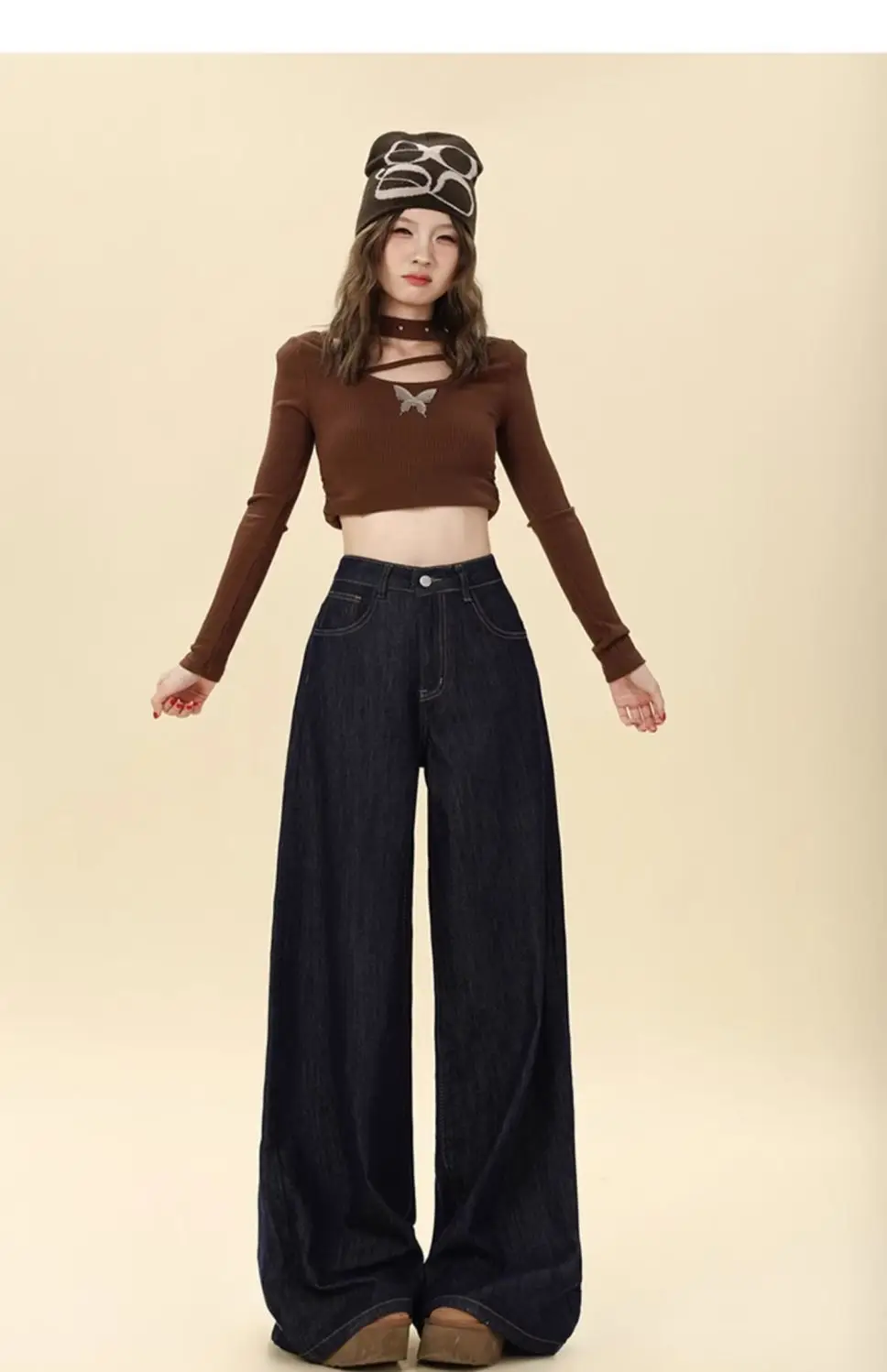 Dark Blue Hip-Covering Wide Leg Jeans 2025 — feature 20
