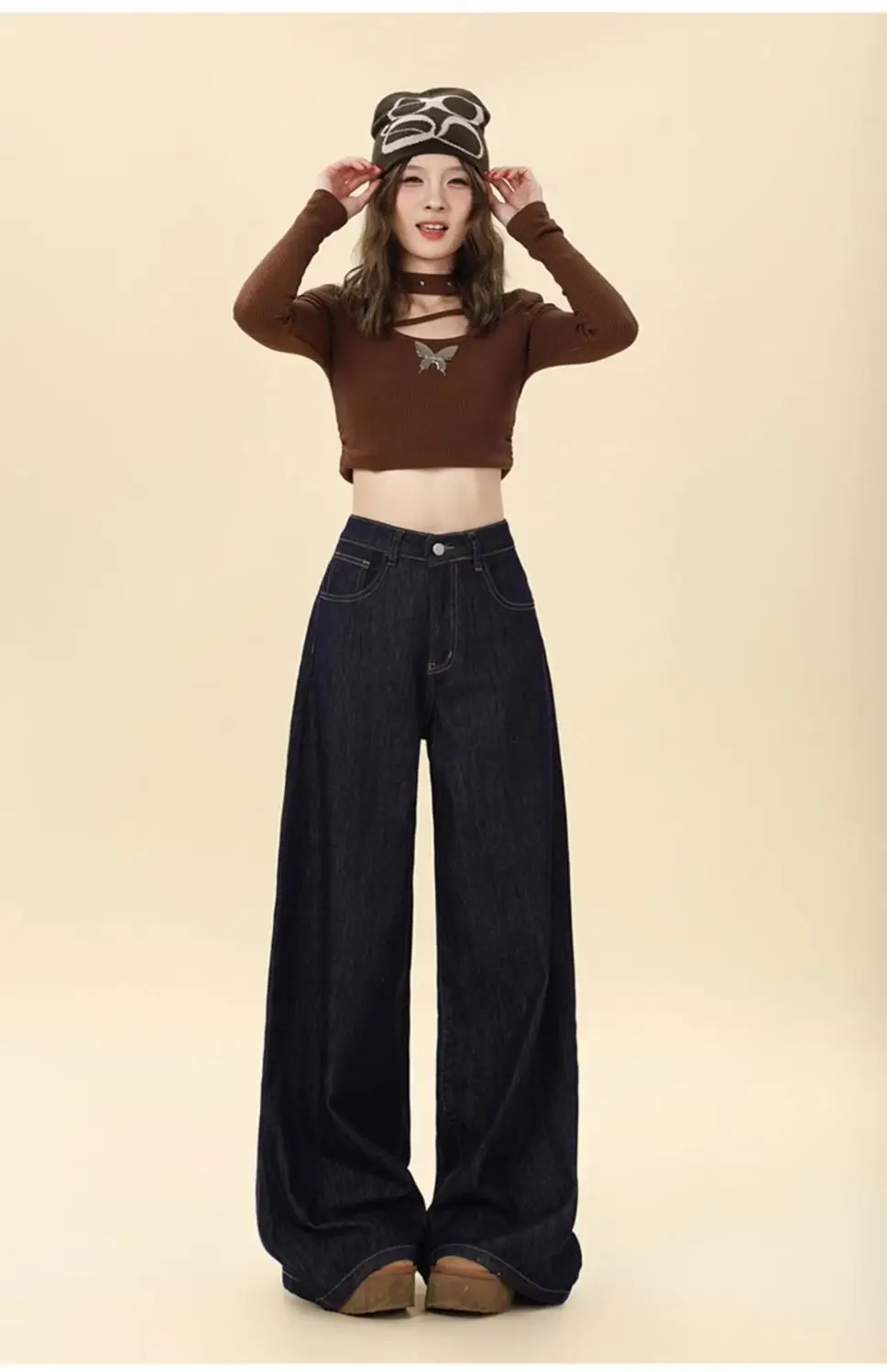 Dark Blue Hip-Covering Wide Leg Jeans 2025 — feature 22