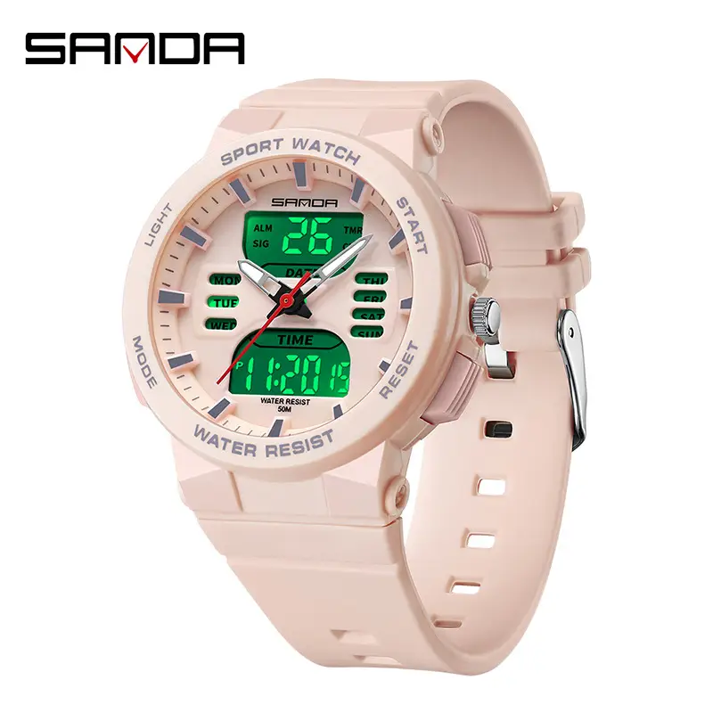 Sanda Pink Water Resistant Electronic Watch for Men Women