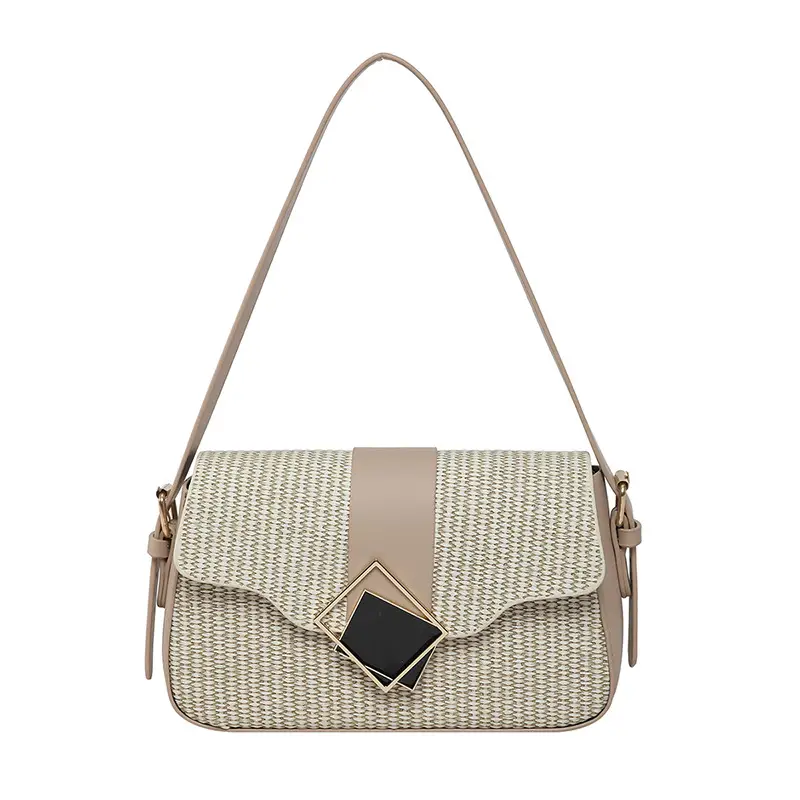 Women's New Arrival Shoulder Bag Textured Beige Black - Image 9
