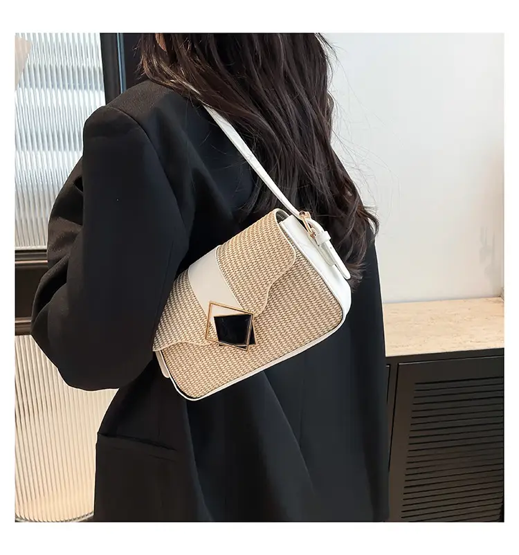 Women's New Arrival Shoulder Bag Textured Beige Black — feature 10