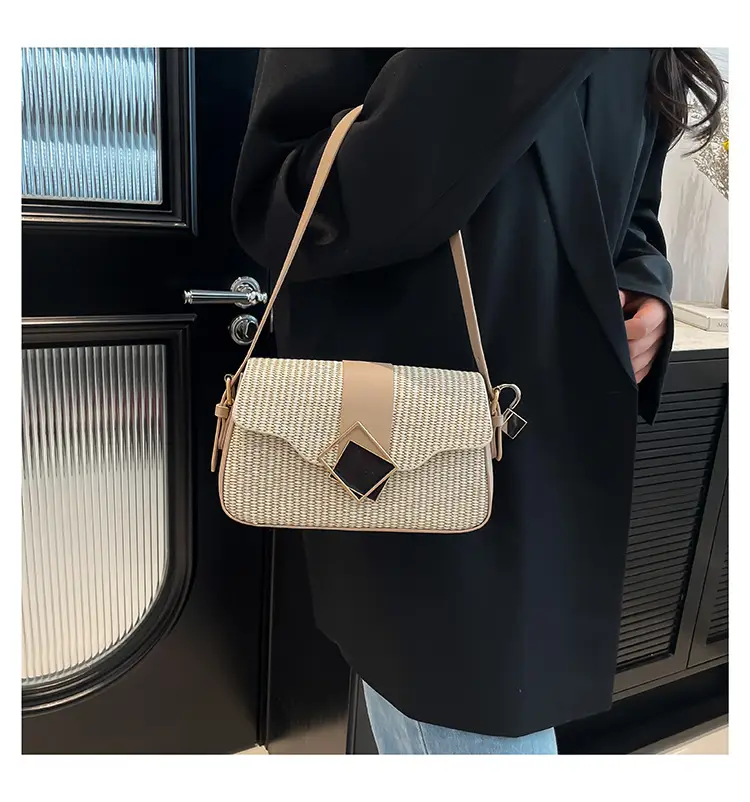 Women's New Arrival Shoulder Bag Textured Beige Black — feature 11