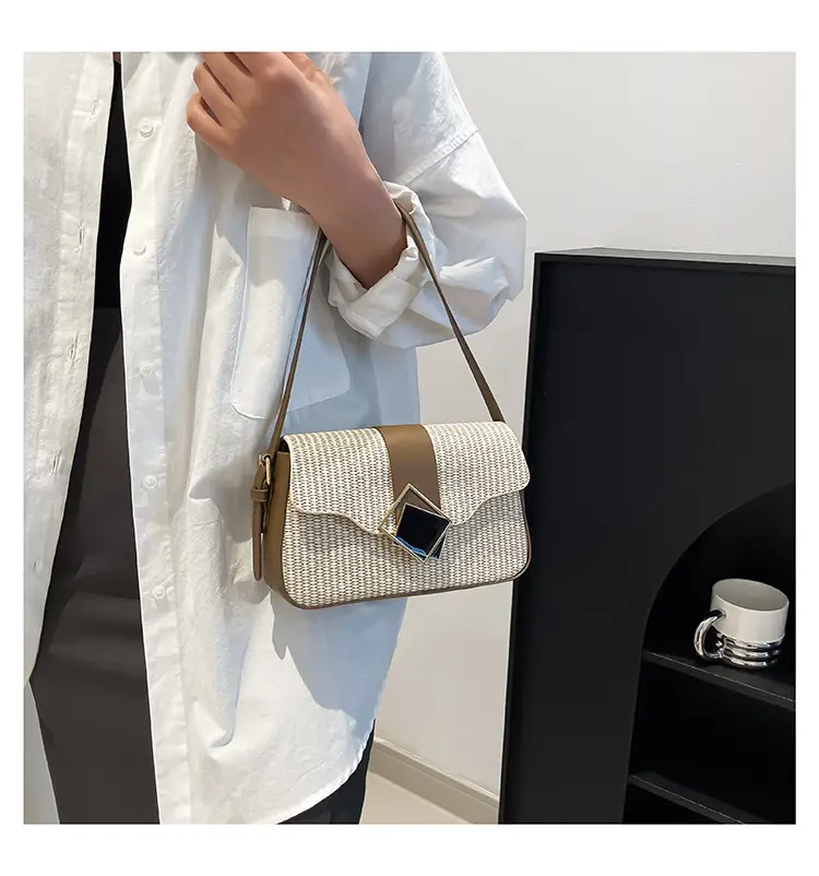 Women's New Arrival Shoulder Bag Textured Beige Black — feature 13