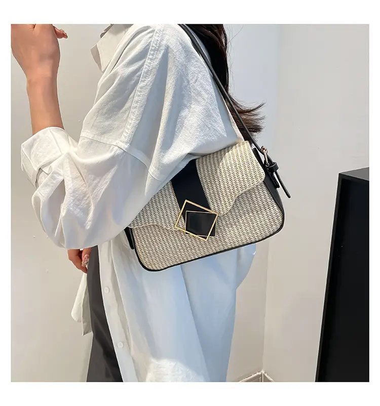 Women's New Arrival Shoulder Bag Textured Beige Black — feature 16