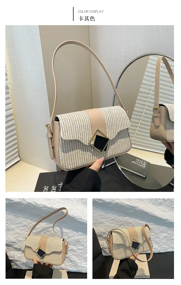 Women's New Arrival Shoulder Bag Textured Beige Black — feature 19