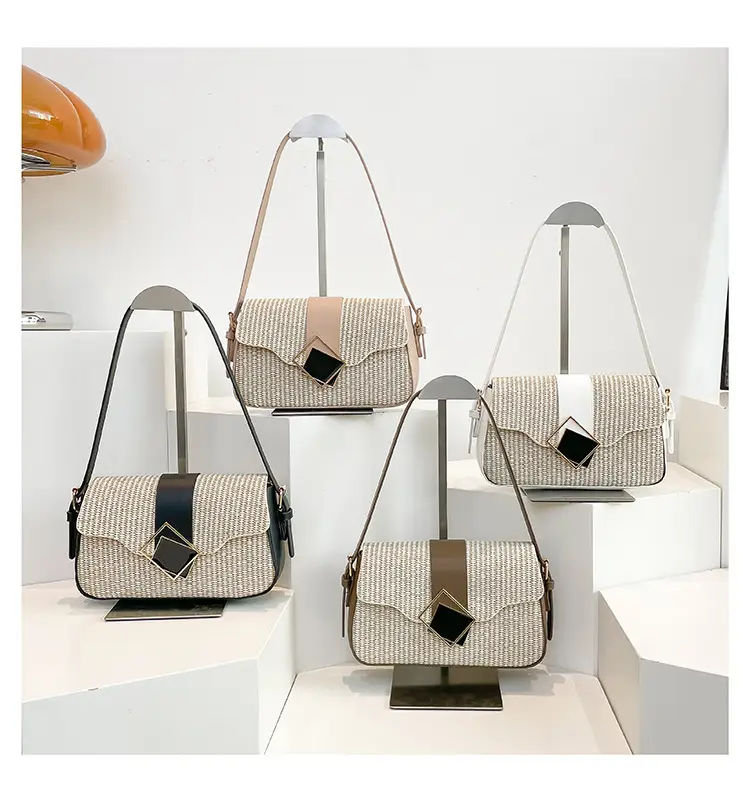 Women's New Arrival Shoulder Bag Textured Beige Black — feature 21