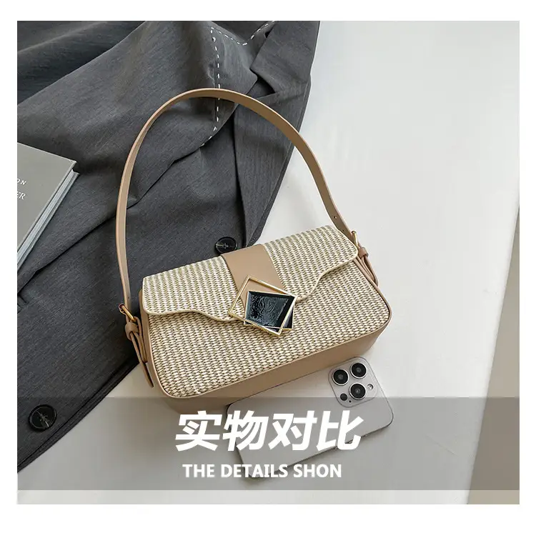 Women's New Arrival Shoulder Bag Textured Beige Black — feature 6
