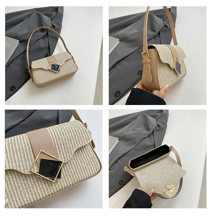 Women's New Arrival Shoulder Bag Textured Beige Black — feature 8