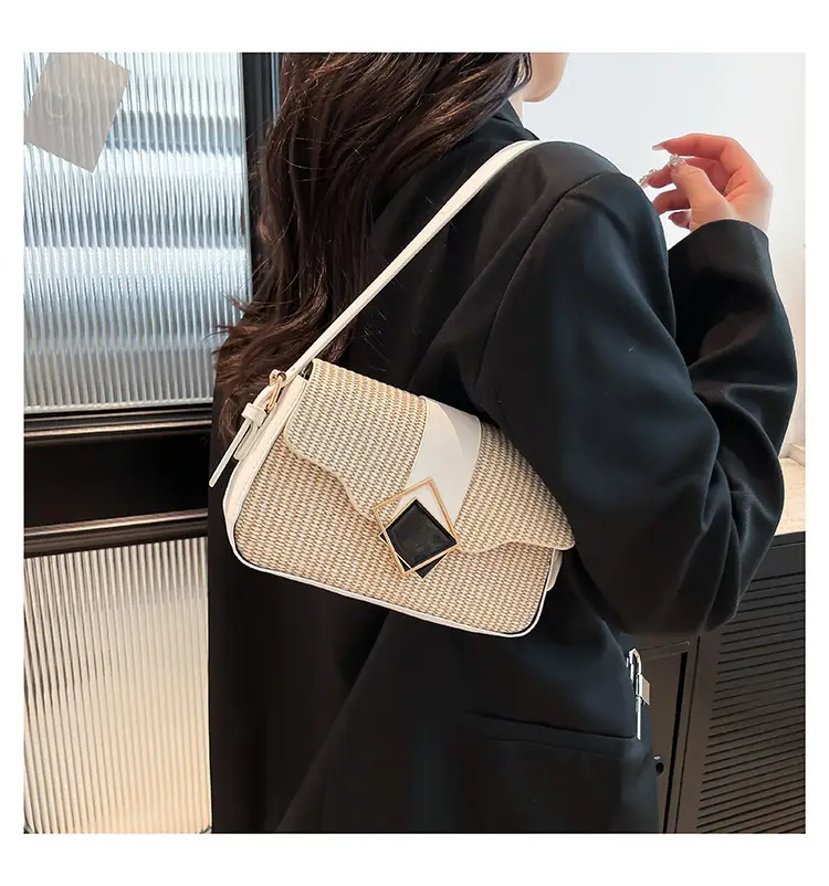 Women's New Arrival Shoulder Bag Textured Beige Black — feature 9