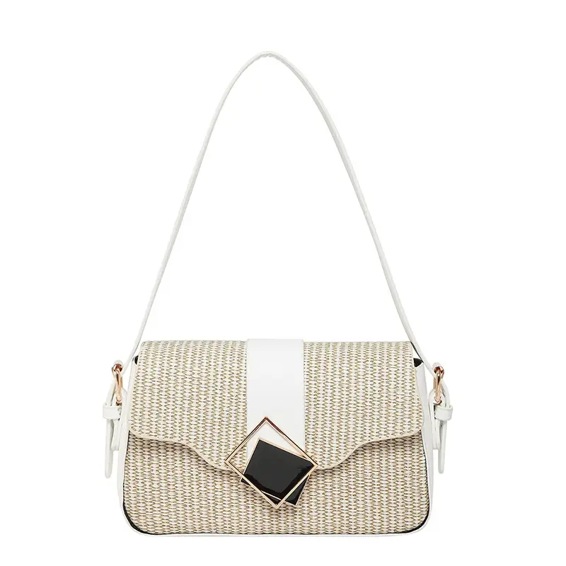 Women's New Arrival Shoulder Bag Textured Beige Black - Image 2