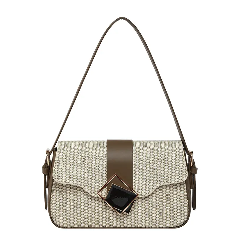 Women's New Arrival Shoulder Bag Textured Beige Black - Image 3