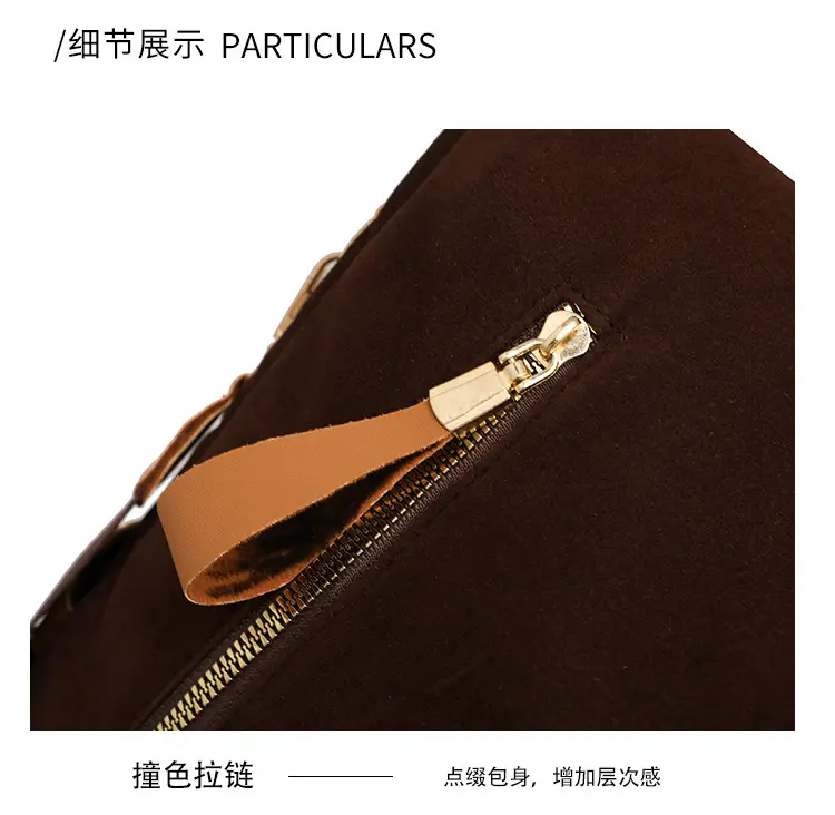 Women's Black Tan Zipper Shoulder Backpack with Tassel — feature 28