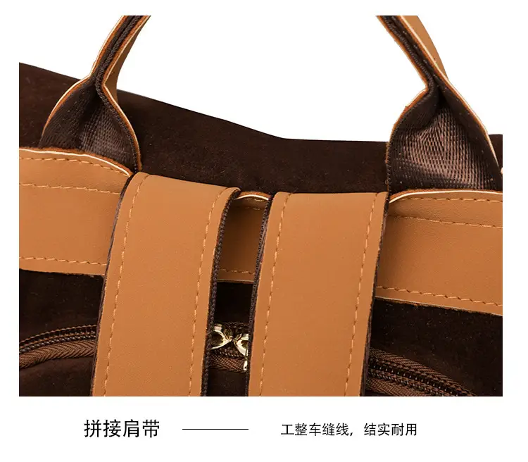 Women's Black Tan Zipper Shoulder Backpack with Tassel — feature 32
