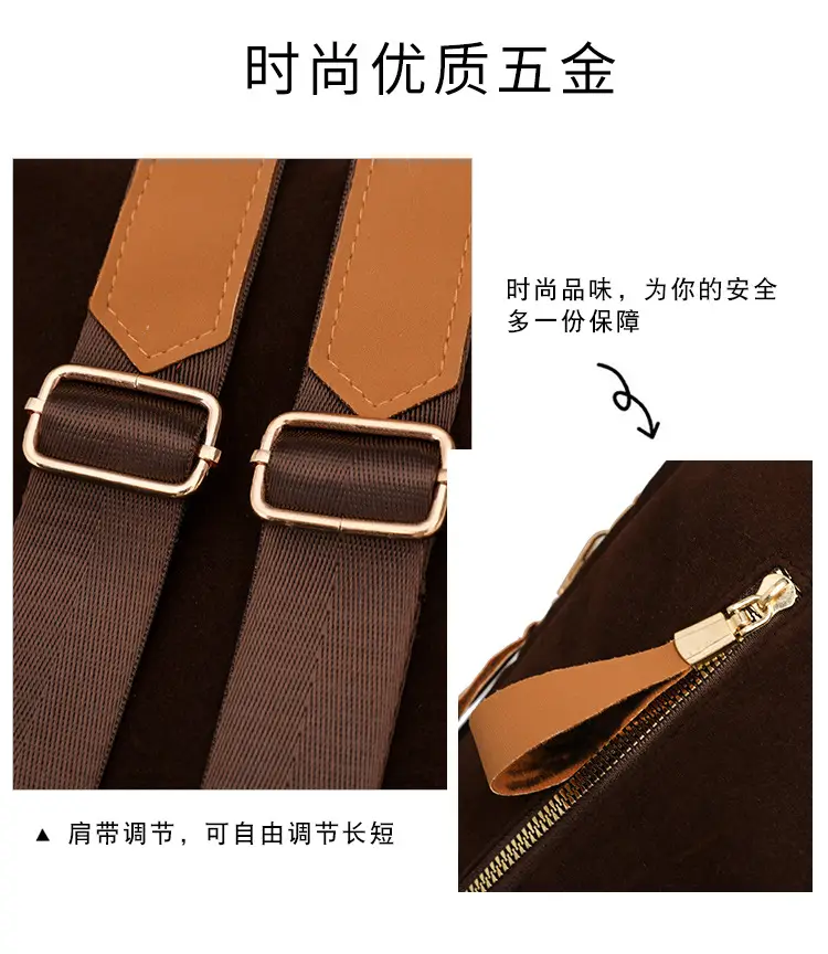 Women's Black Tan Zipper Shoulder Backpack with Tassel — feature 8