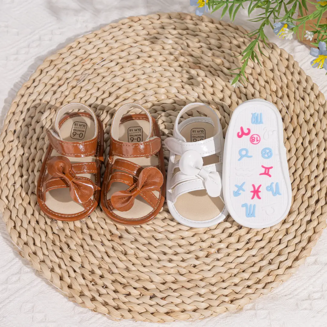 Amazon Baby Girl 2025 Summer Roman Sandals Bow Baby Solid Toddler Shoes Baby Shoes - Image 3