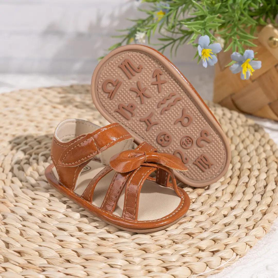 Amazon Baby Girl 2025 Summer Roman Sandals Bow Baby Solid Toddler Shoes Baby Shoes - Image 4