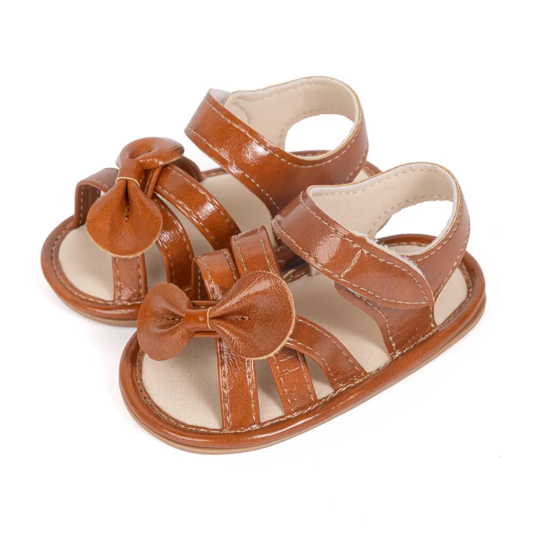 Amazon Baby Girl 2025 Summer Roman Sandals Bow Baby Solid Toddler Shoes Baby Shoes - Image 2