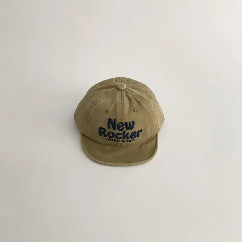 New Letter Embroidered Baby Cap Maroon Black Beige - Image 2