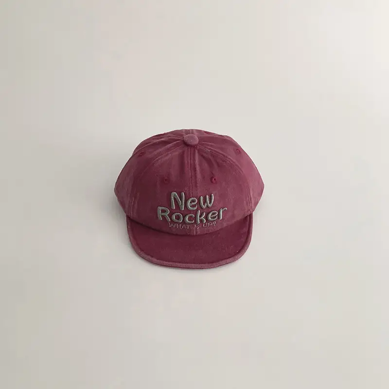 New Letter Embroidered Baby Cap Maroon Black Beige - Image 3