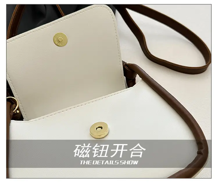 Vintage Contrast Small Bag Women 2024 New Trendy Shoulder Bag Stylish Stitching — feature 7