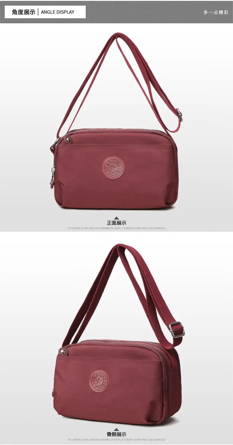 Women's Maroon Multi-Layer Crossbody Bag with 20 Pockets — feature 13