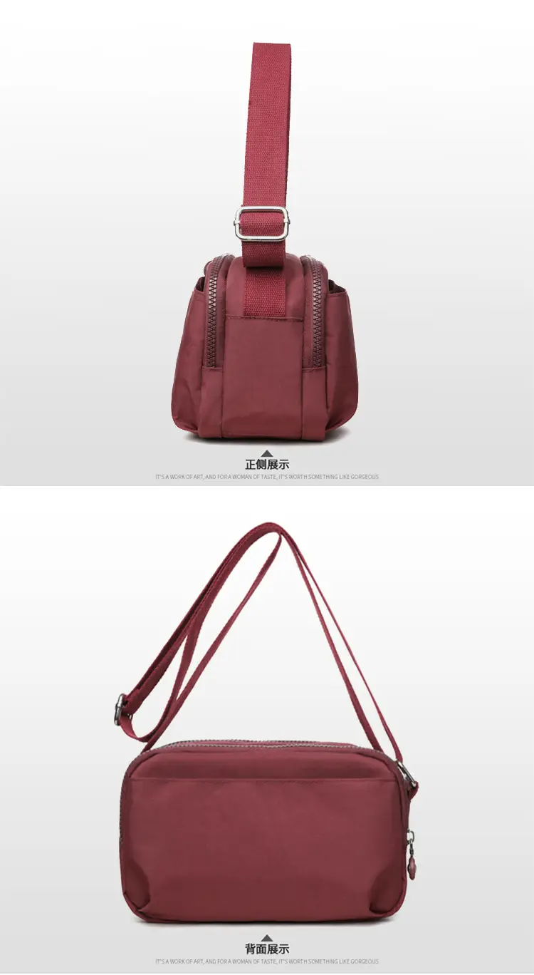 Women's Maroon Multi-Layer Crossbody Bag with 20 Pockets — feature 14
