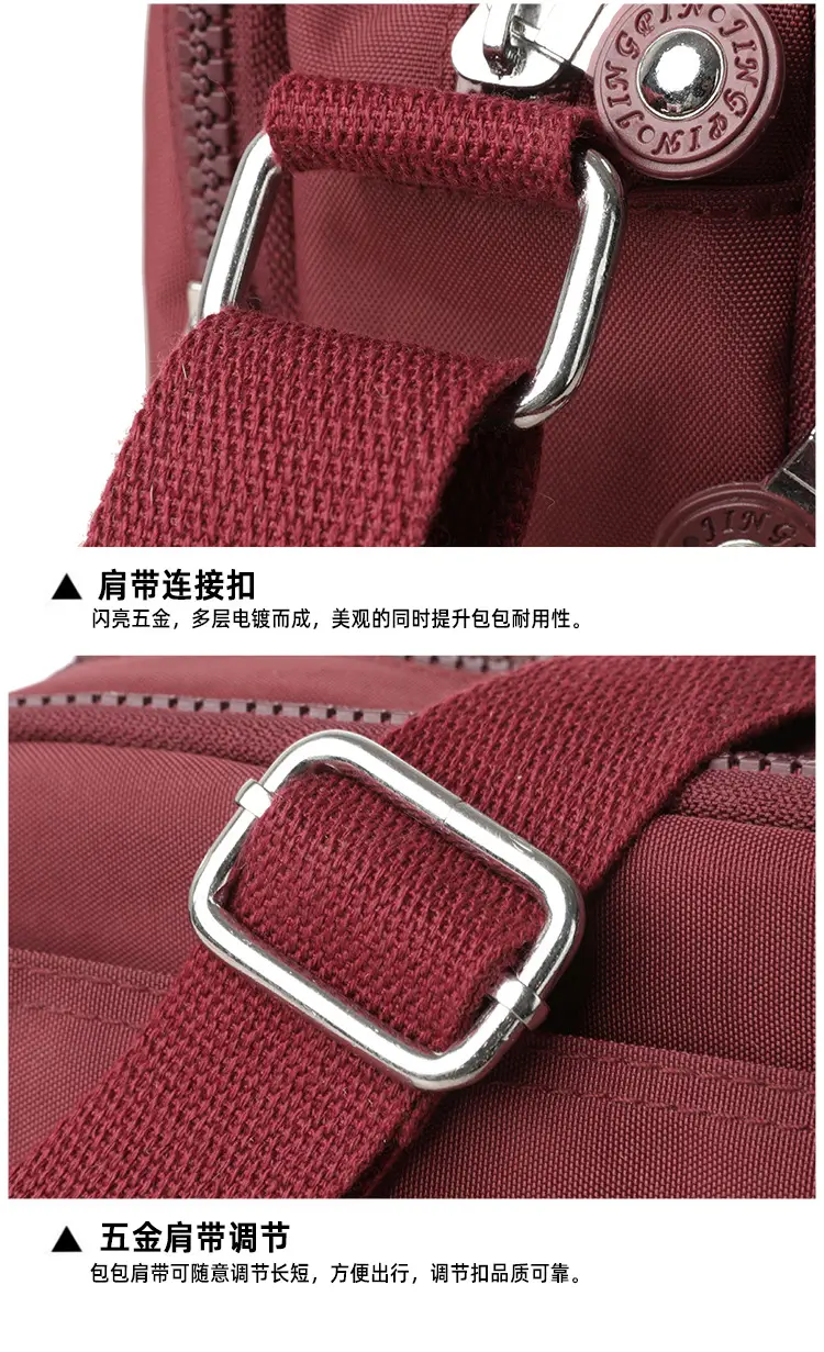 Women's Maroon Multi-Layer Crossbody Bag with 20 Pockets — feature 21