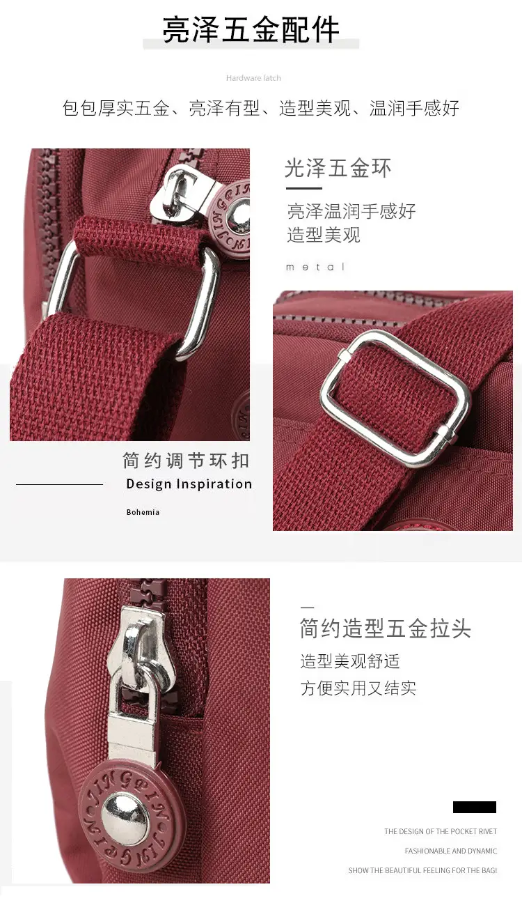 Women's Maroon Multi-Layer Crossbody Bag with 20 Pockets — feature 5