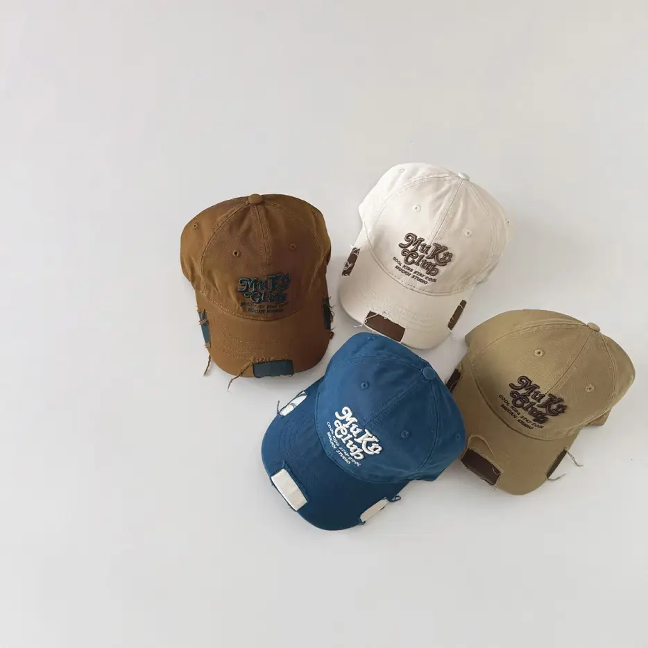 One Pan Kids Baseball Cap with Vintage Letter Embroidery Brown - Image 8