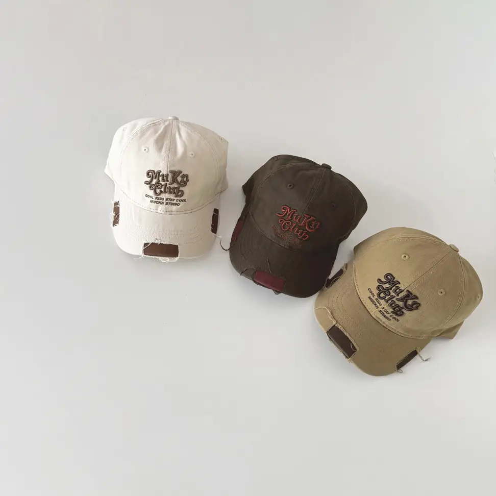 One Pan Kids Baseball Cap with Vintage Letter Embroidery Brown - Image 9
