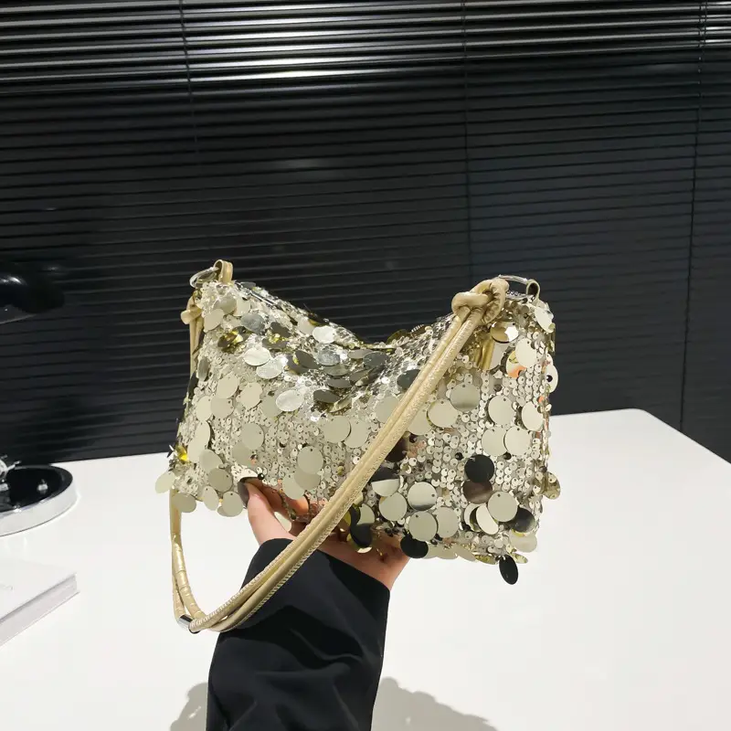 2025 New New Niche Shoulder Handbag Women's Bag Trendy Sequin Personalized Fashion Women's Bag Underarm Bag - Image 3