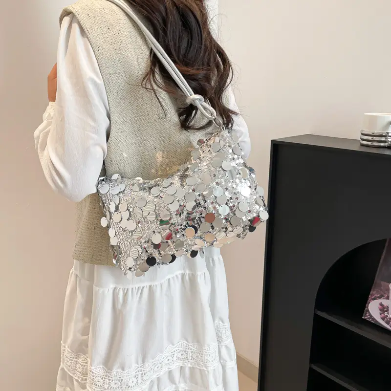 2025 New New Niche Shoulder Handbag Women's Bag Trendy Sequin Personalized Fashion Women's Bag Underarm Bag - Image 4