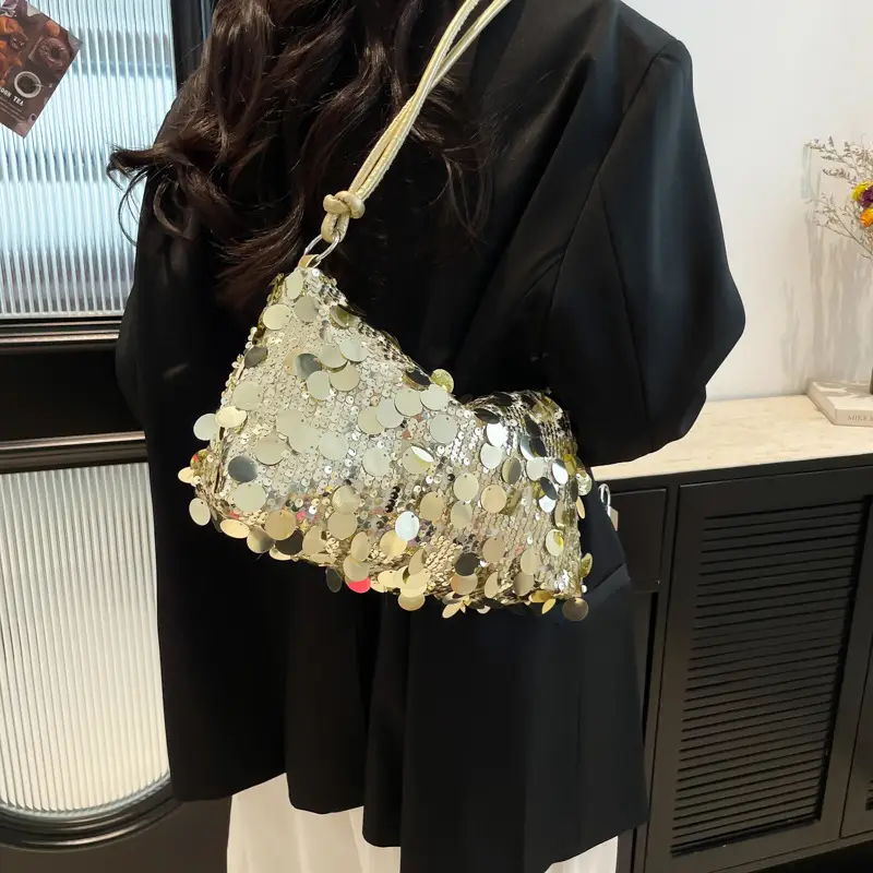 2025 New New Niche Shoulder Handbag Women's Bag Trendy Sequin Personalized Fashion Women's Bag Underarm Bag - Image 5