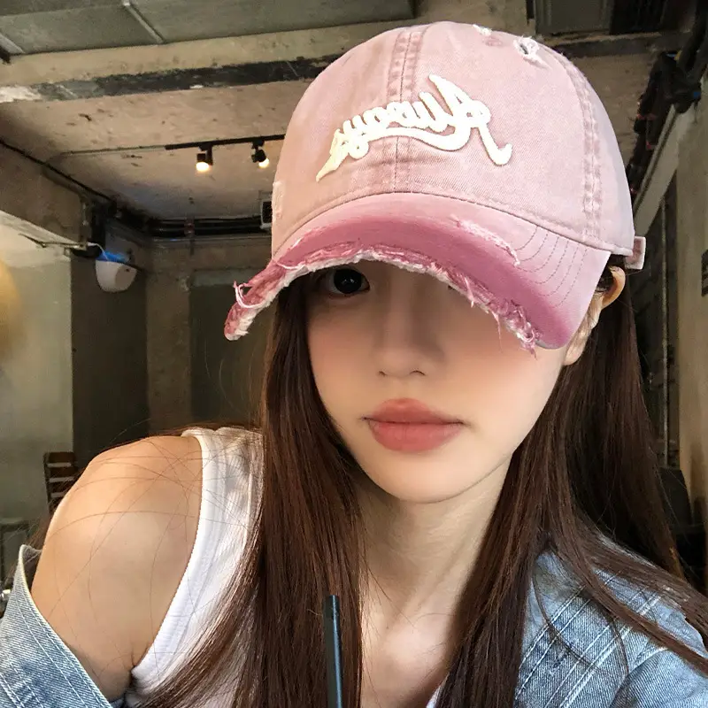 Retro Pink Women's Baseball Cap with Embroidered Design