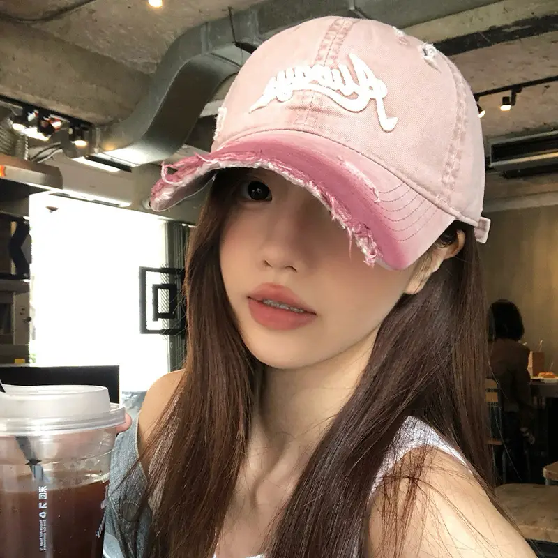 Retro Pink Women's Baseball Cap with Embroidered Design