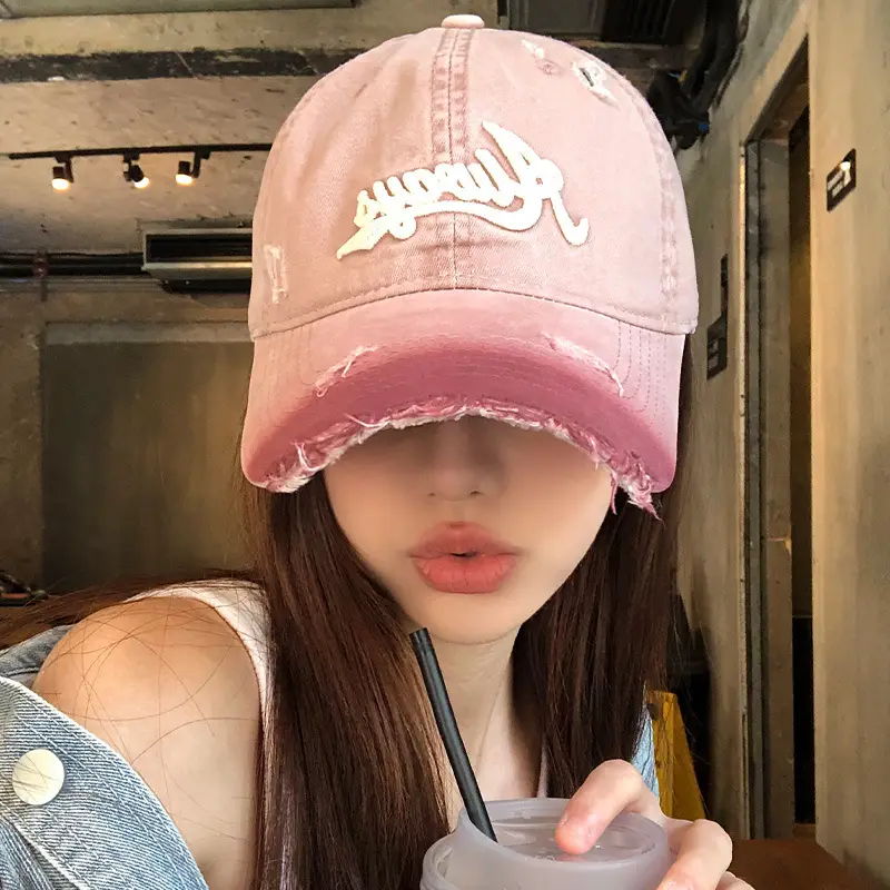 Retro Pink Women's Baseball Cap with Embroidered Design
