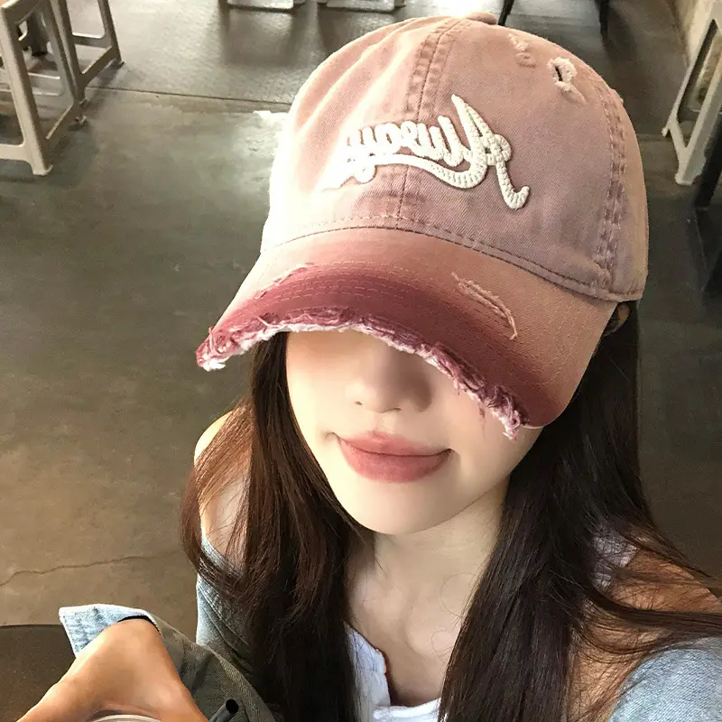 Retro Pink Women's Baseball Cap with Embroidered Design