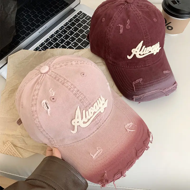 Retro Pink Women's Baseball Cap with Embroidered Design