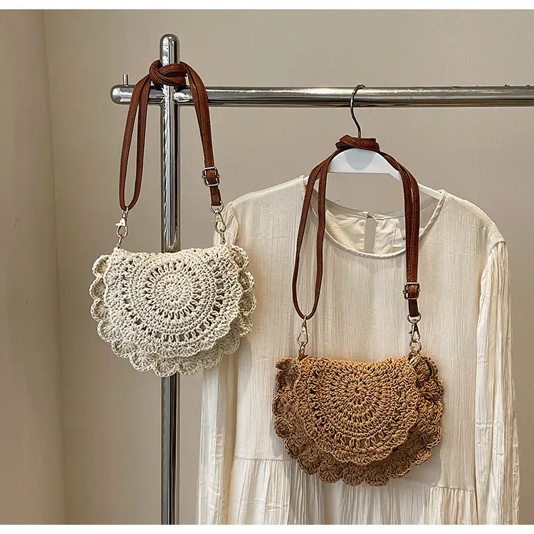 Hollow Woven Shoulder Crossbody Bag Women Brown — feature 1
