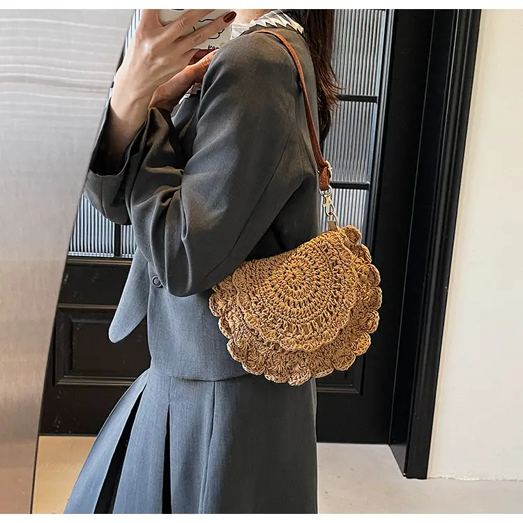 Hollow Woven Shoulder Crossbody Bag Women Brown — feature 13