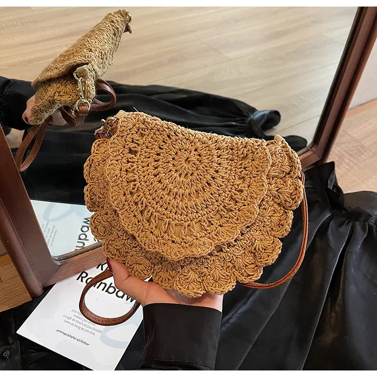 Hollow Woven Shoulder Crossbody Bag Women Brown — feature 17