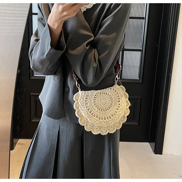 Hollow Woven Shoulder Crossbody Bag Women Brown — feature 9
