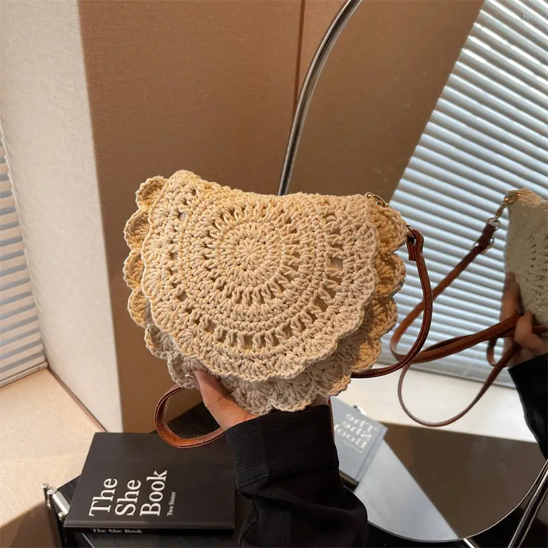 Hollow Woven Shoulder Crossbody Bag Women Brown - Image 2