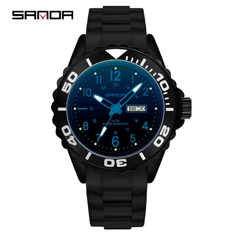 Sanda Men's Black Luminous Quartz Watch - Image 10