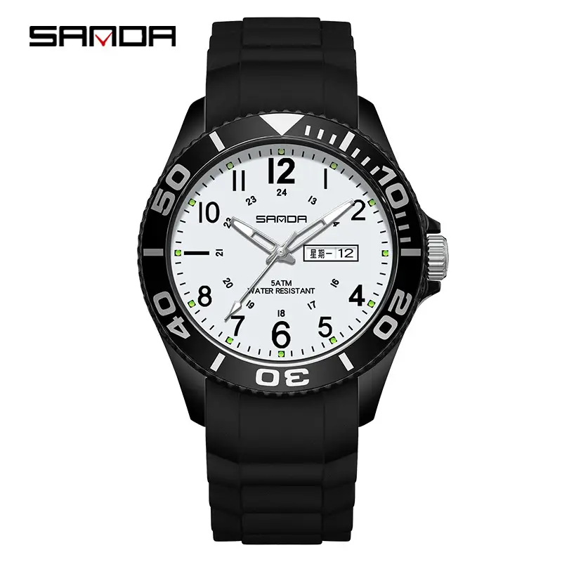Sanda Men's Black Luminous Quartz Watch - Image 4