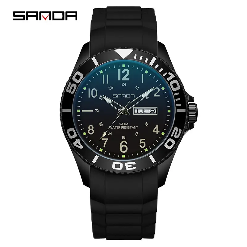 Sanda Men's Black Luminous Quartz Watch - Image 5