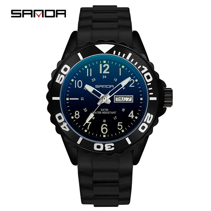 Sanda Men's Black Luminous Quartz Watch - Image 7