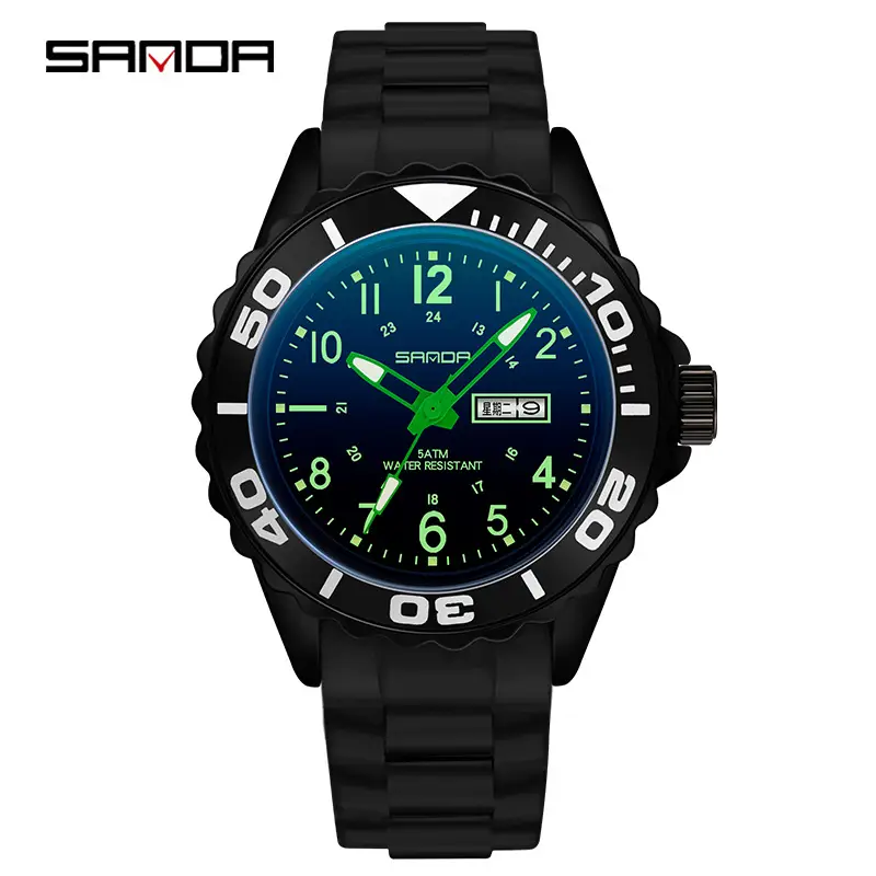 Sanda Men's Black Luminous Quartz Watch - Image 8